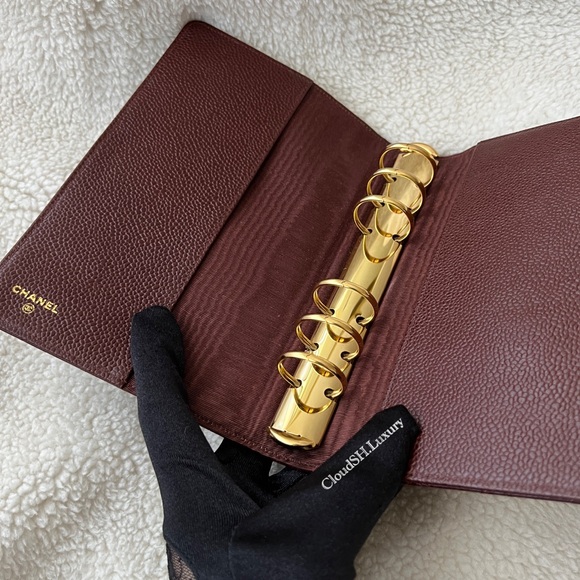 Auth Chanel Classic Quilted MEDIUM Burgandy Caviar Agenda w/ Gold Hardware - Picture 7 of 13
